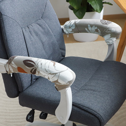 140gsm Printed Armrest Covers for Office Chair (Zipper Style), 1 Pair, Feather Brown Floral