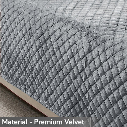 Quilted Velvet Sofa Cover Mat with Side Pockets, Pet Friendly, Fossil Grey