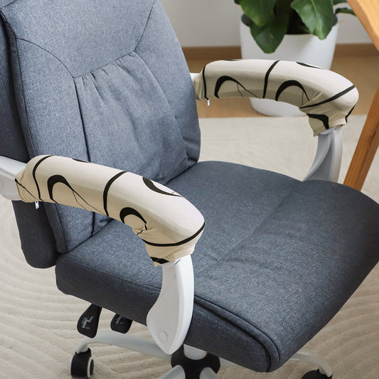 140gsm Printed Armrest Covers for Office Chair (Zipper Style), 1 Pair, Natural Beige Abstract Art
