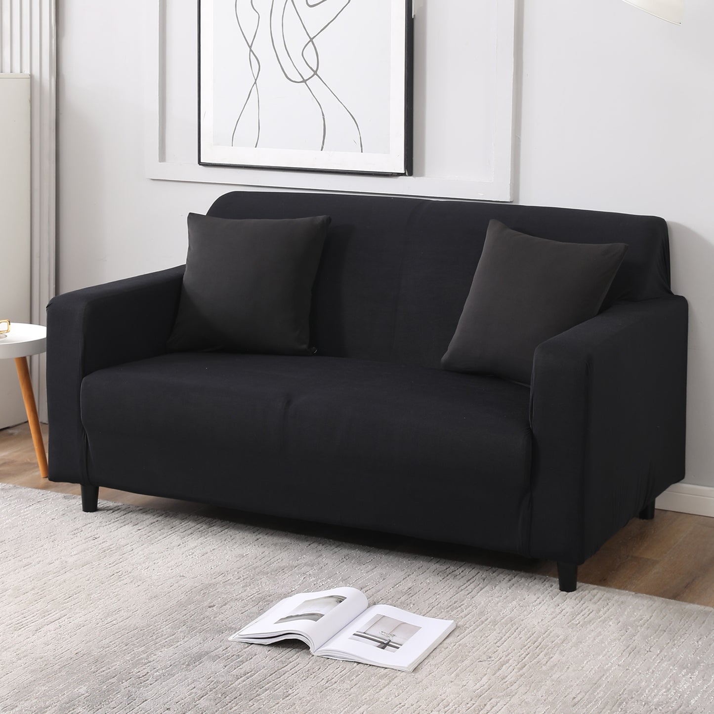 Elastic Stretchable Sofa Cover, Black