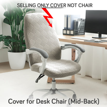 Office Chair Cover for Desk Chair (Mid-Back) – 170 GSM Stretch Jacquard – Washable, Durable & Anti-Slip – Fits Mid-Back Office Chairs, Taupe Brown