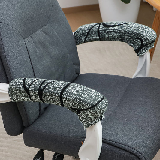 140gsm Printed Armrest Covers for Office Chair (Zipper Style), 1 Pair, Intense Grey Abstract Floral