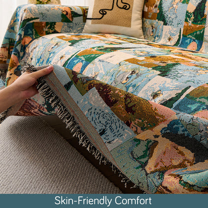 All-Season Chenille Sofa Throw, Canvas of Nature Series