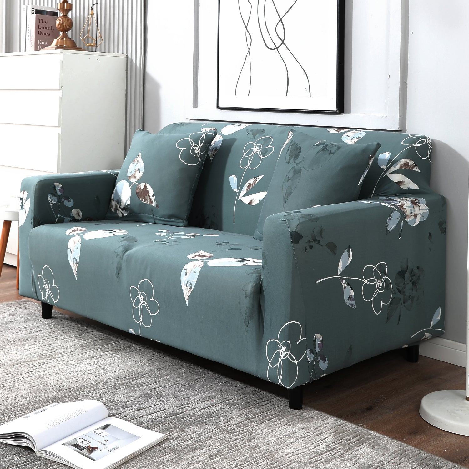 Smokey Grey stretchable two seater sofa cover