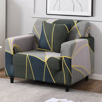 Seaweed Geometric Abstract non slip elastic 1 seater sofa cover