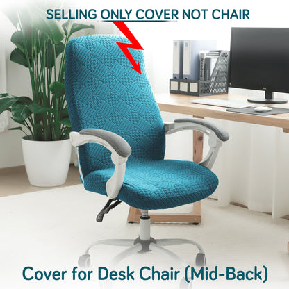 Office Chair Cover for Desk Chair (Mid-Back) – 170 GSM Stretch Jacquard – Washable, Durable & Anti-Slip – Fits Mid-Back Office Chairs, Turquoise