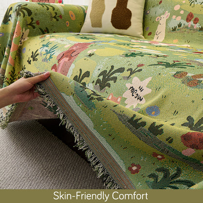 All-Season Chenille Sofa Throw, Forest Story Series