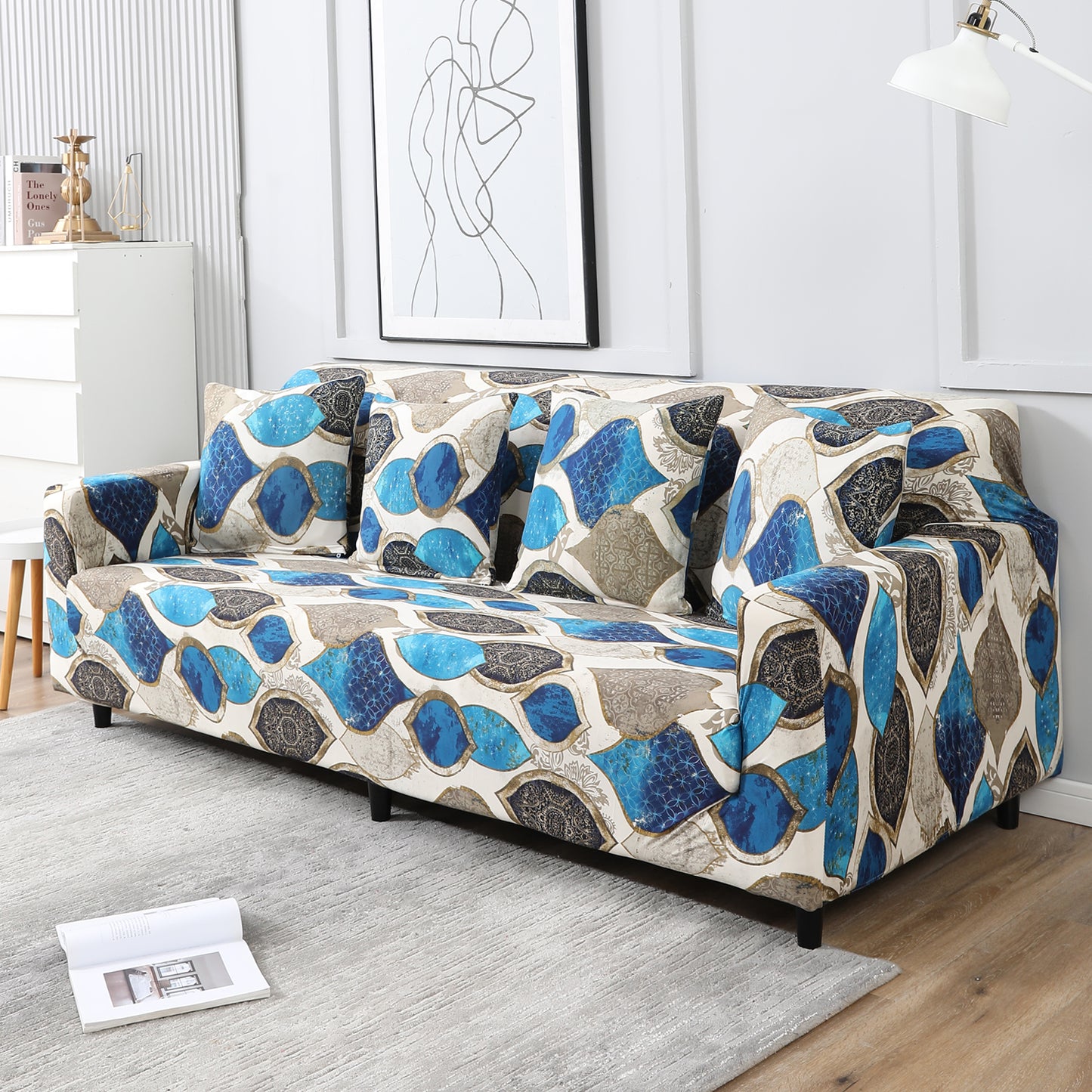 Egyptian Art, non slip, elastic 4 seater sofa cover​s
