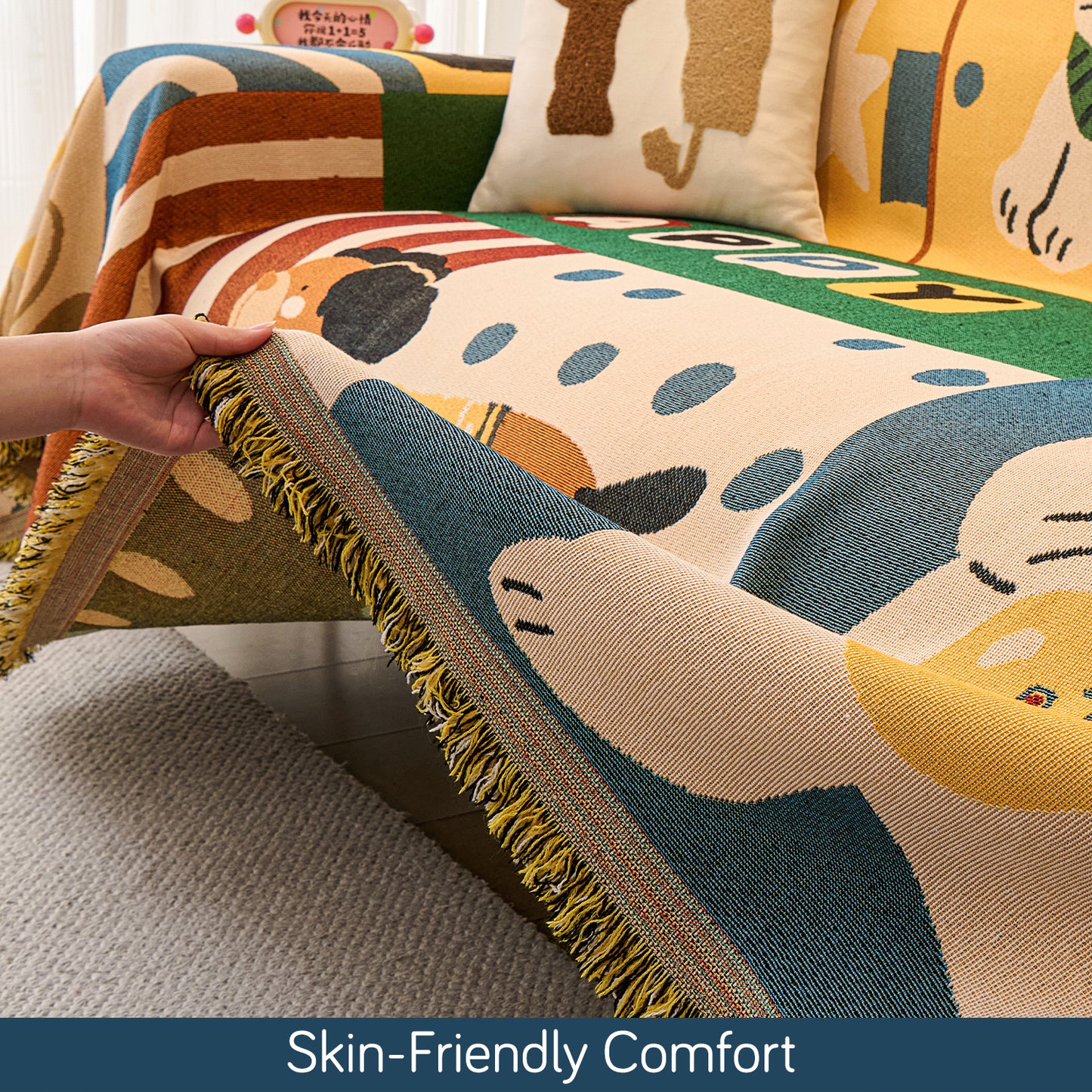 All-Season Chenille Sofa Throw, Cuddle Friends Series