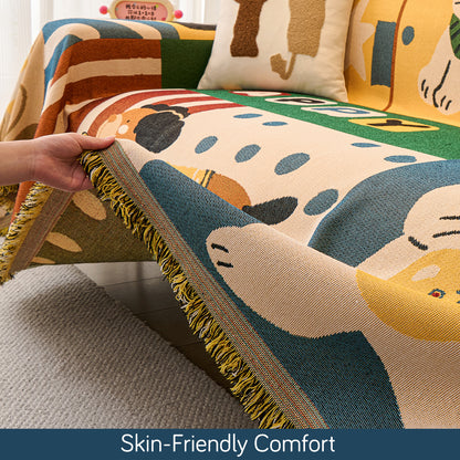 All-Season Chenille Sofa Throw, Cuddle Friends Series
