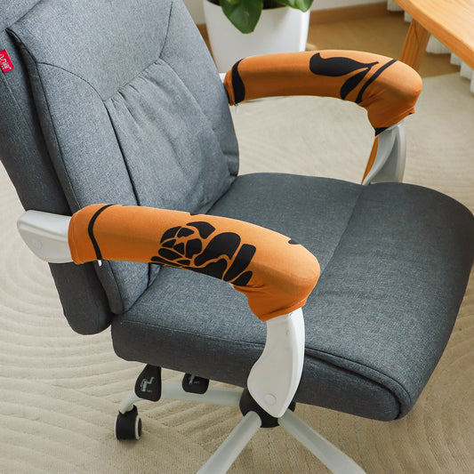 140gsm Printed Armrest Covers for Office Chair (Zipper Style), 1 Pair, Copper Brown Floral