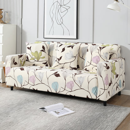Beige Brown Leaves non slip elastic 3 seater sofa cover​s