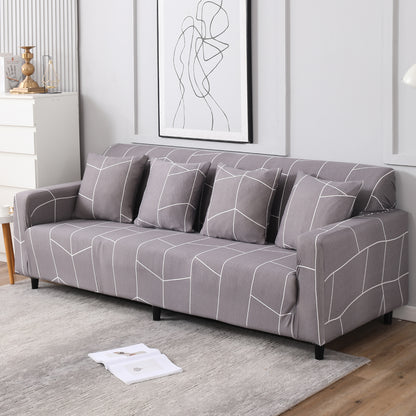 Ash Grey Abstract, non slip, Stretchable 4 seater sofa cover​s