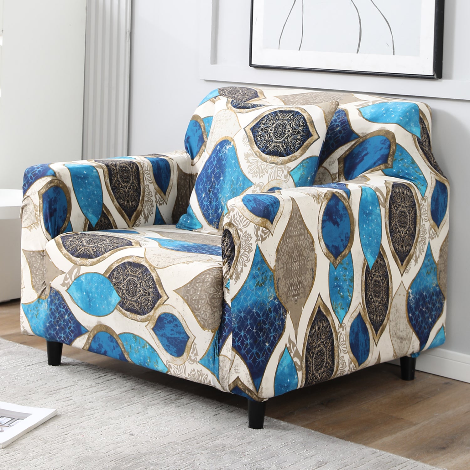 Egyptian Art Print stretchable single sofa cover​