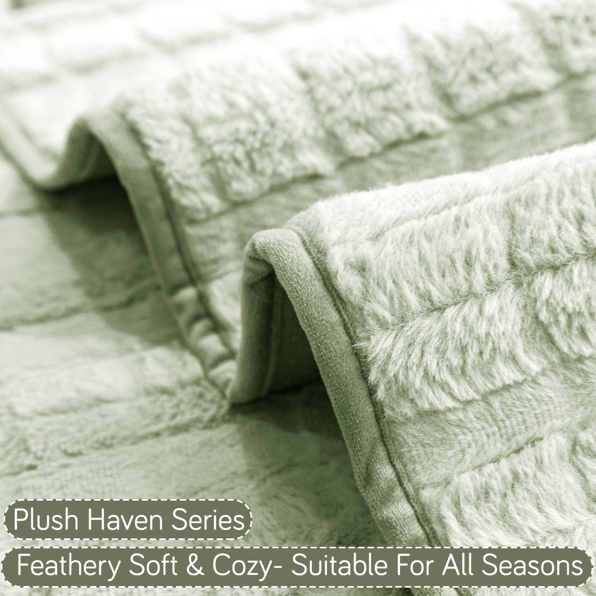 'Plush Haven' Premium Anti Slip Sofa Cover Mat, Pastel Green