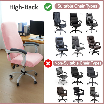 Water Repellent Office Chair Cover for Executive Chair (High-Back) – 210 GSM Stretchable Jacquard – Washable & Anti-Slip – Fits Big & Tall Office Chairs, Pink