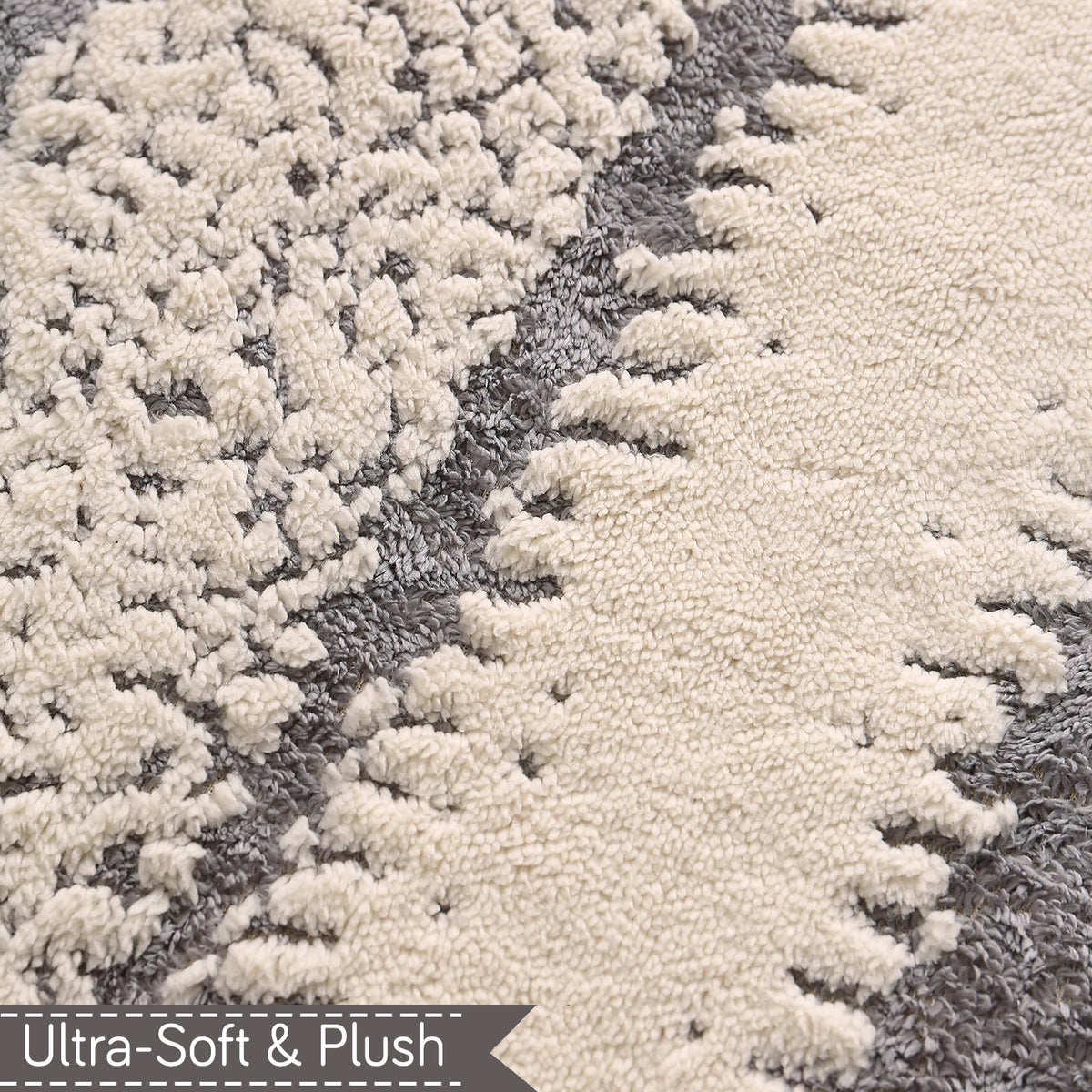 Luxury Wavy Plush Anti-Slip Sofa Cover Mats - Pewter Grey