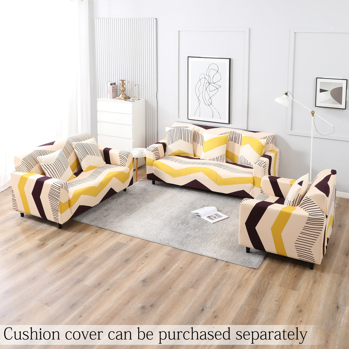 Beige Brown Chevron Print elastic sofa cover sets for 1,2,3,4,5 & 7 seater sofas
Beige Brown Chevron Print elastic sofa cover 3 2 seater​ sofas
