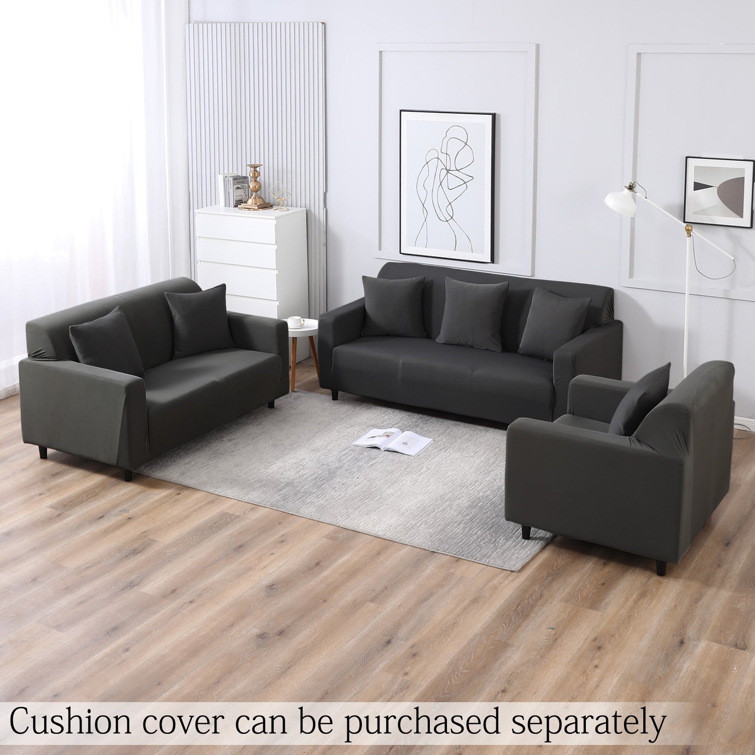 Elastic Stretchable Sofa Cover, Dark grey
