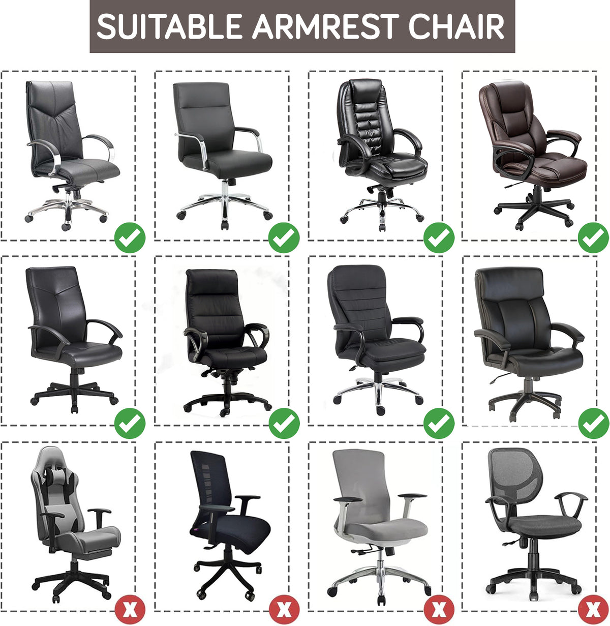 140gsm Printed Armrest Covers for Office Chair (Zipper Style), 1 Pair, Feather Brown Floral