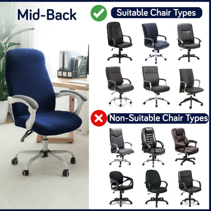 Office Chair Cover for Desk Chair (Mid-Back) – 170 GSM Stretch Jacquard – Washable, Durable & Anti-Slip – Fits Mid-Back Office Chairs, Navy Blue