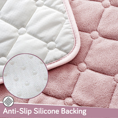 Diamond Tuft Plush Sofa Cover Mat, Blush Pink