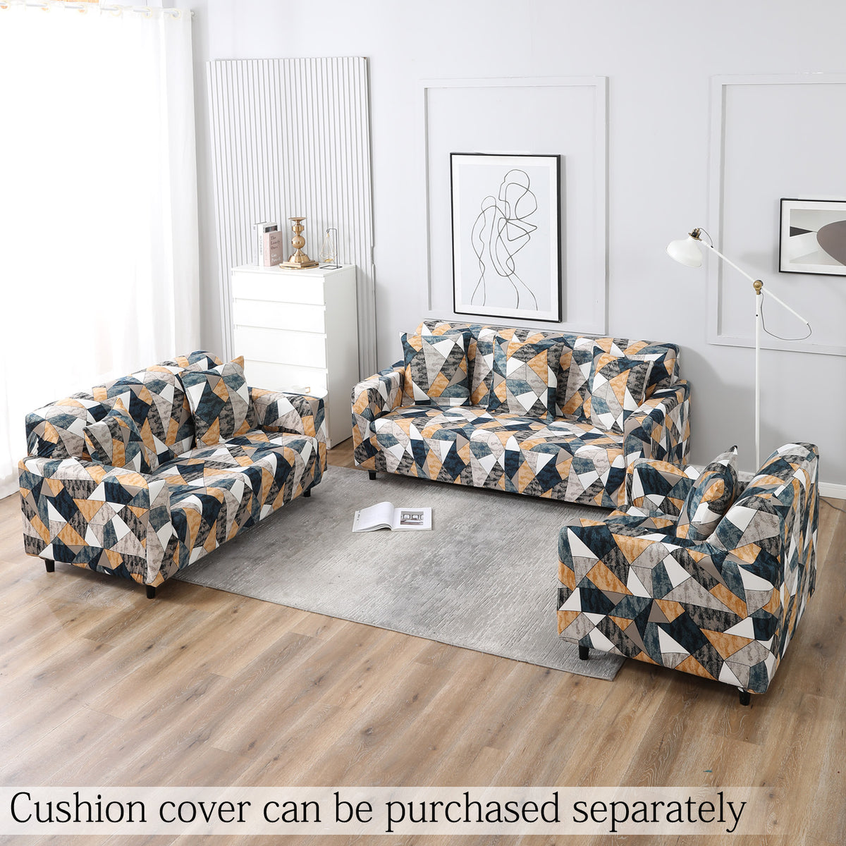 Multicolor Geometric Print elastic sofa cover sets for 1,2,3,4,5 & 7 seater sofas