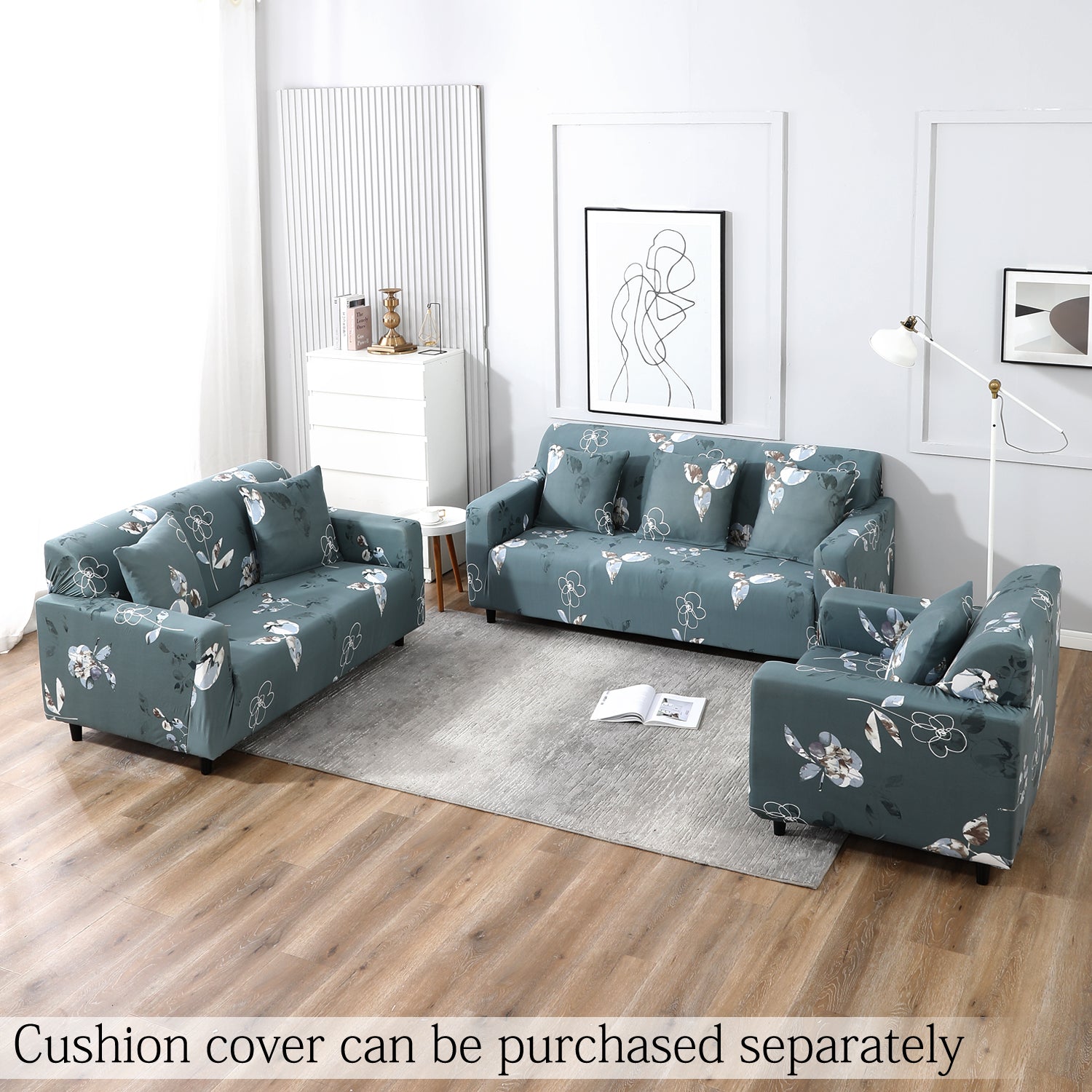 Smokey Grey print stretchable sofa cover sets for 1,2,3,4,5 & 7 seater sofas