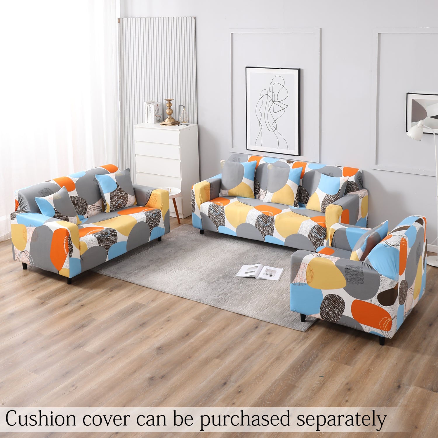 Multicolor Pebbles Print elastic sofa cover sets for 1,2,3,4,5 & 7 seater sofas