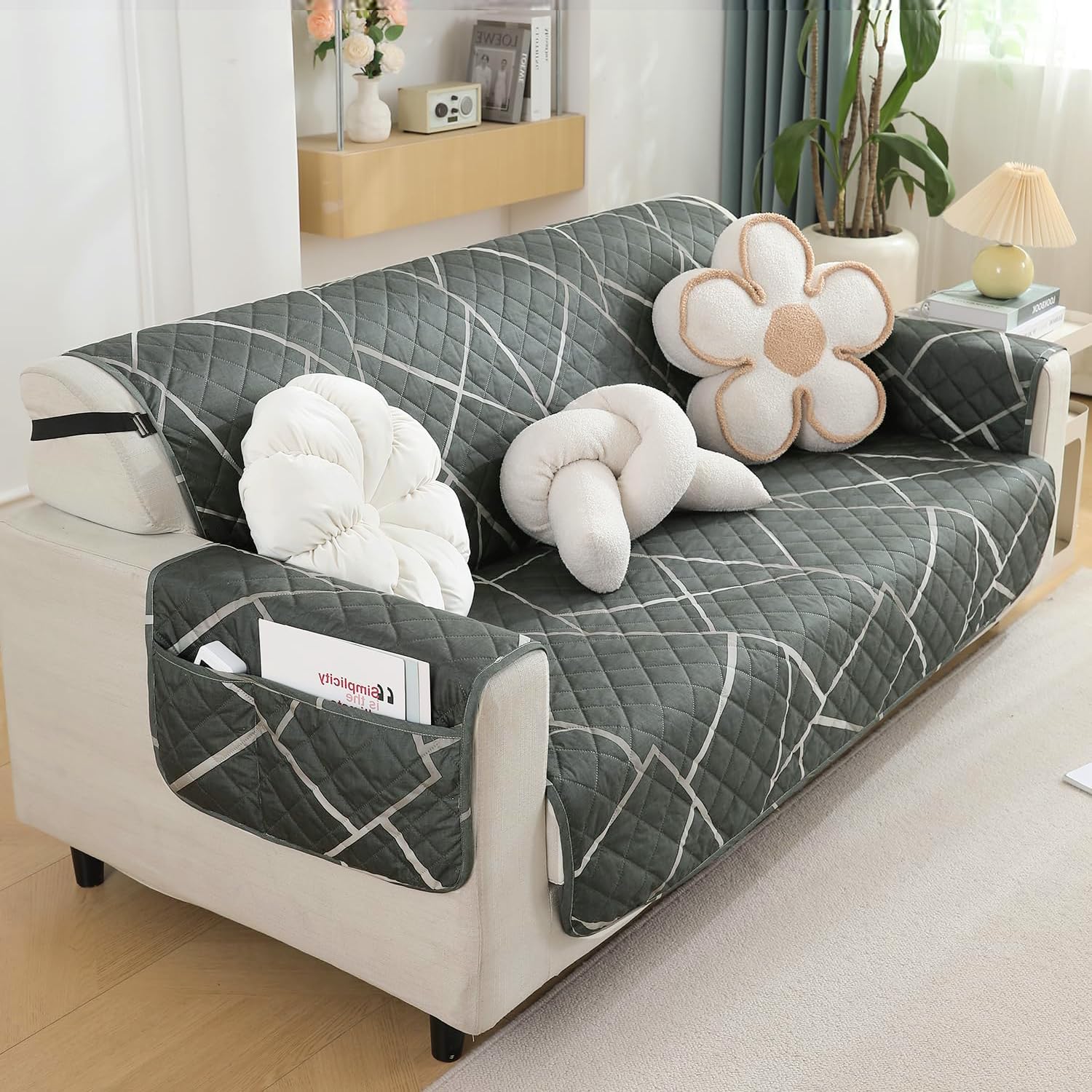 3 seater quilted waterproof sofa cover