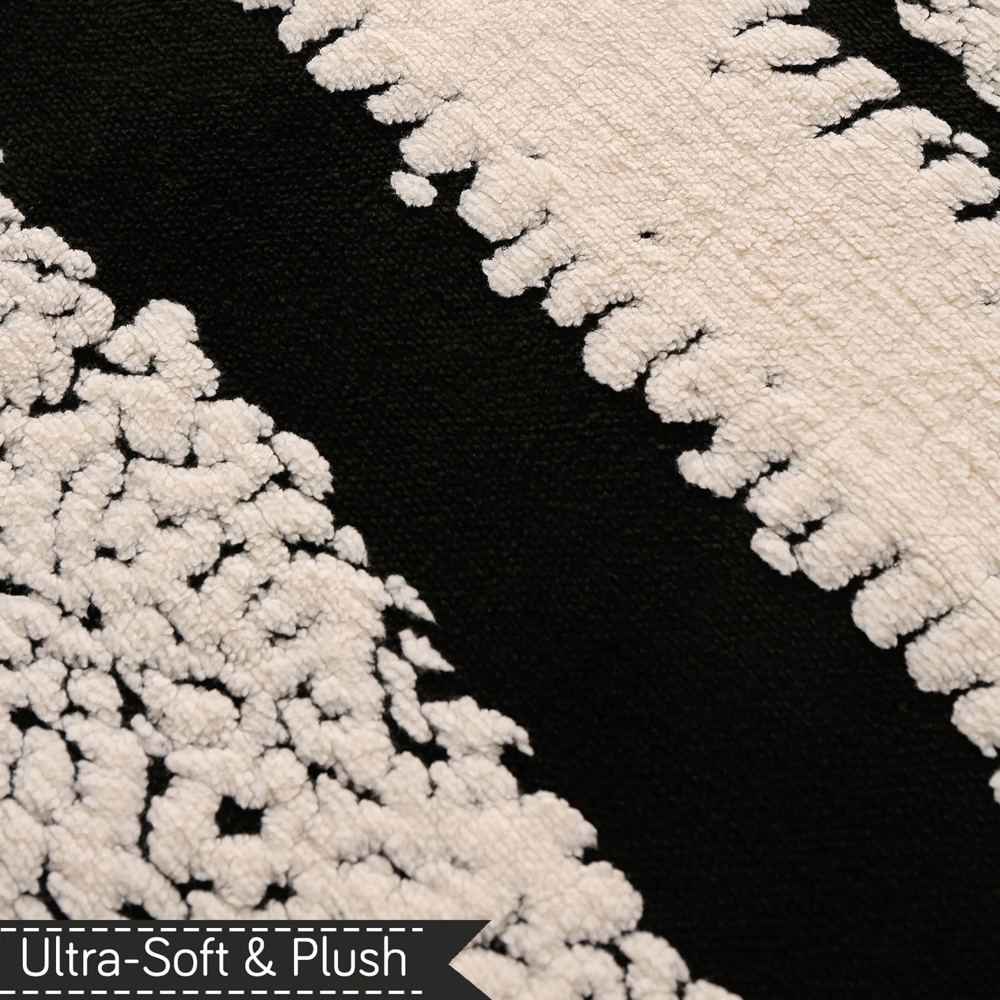 Luxury Wavy Plush Anti-Slip Sofa Cover Mats - Black