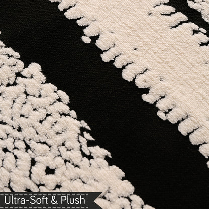 Luxury Wavy Plush Anti-Slip Sofa Cover Mats - Black