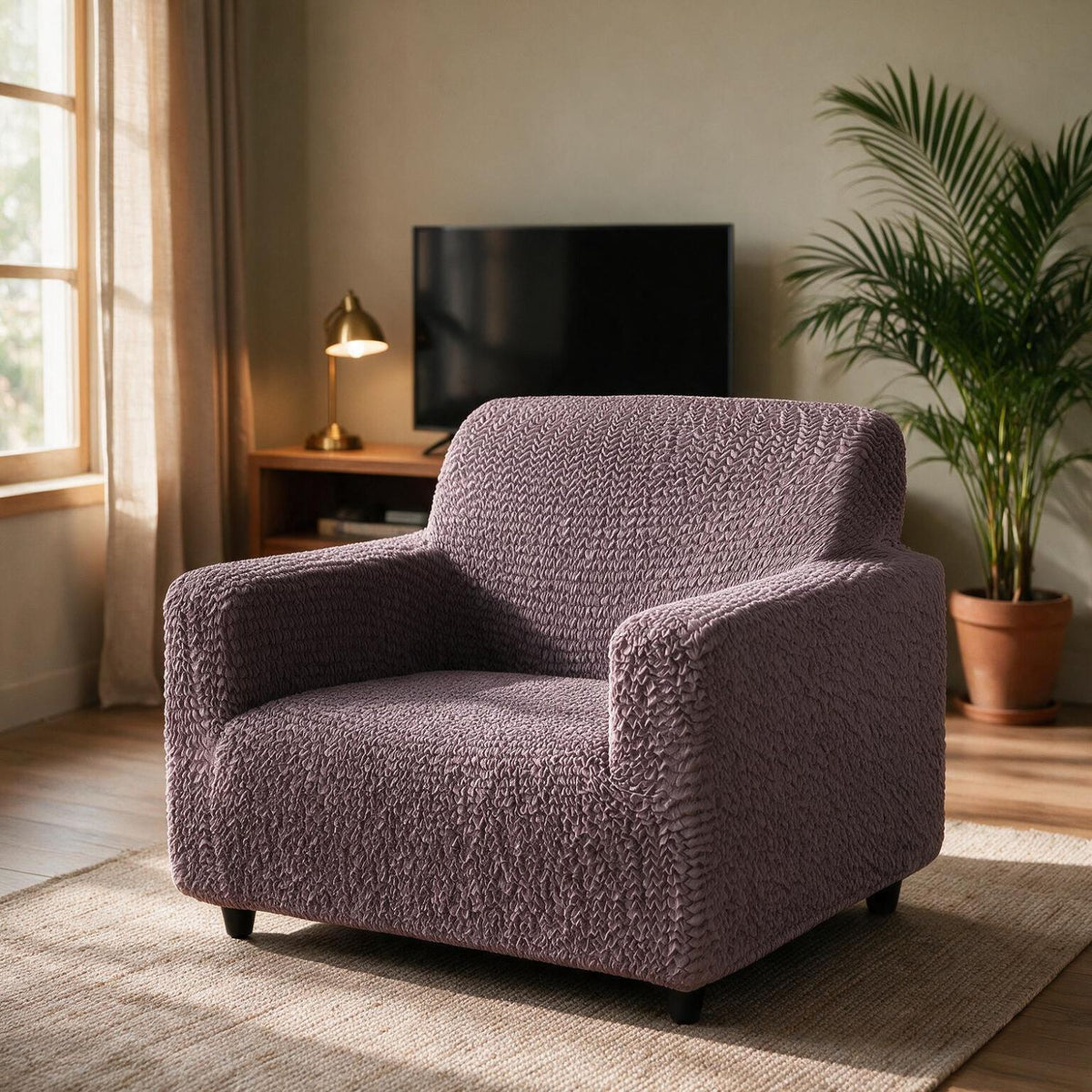Italian Belissia Luxe Series' Super Stretchable Microfiber 1/2/3 Seater Sofa Cover, Plum Brown