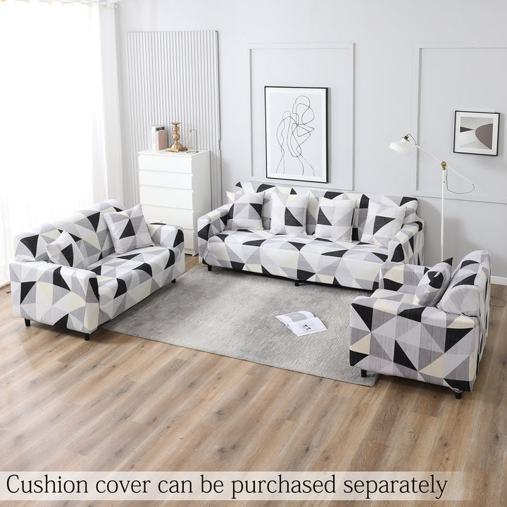 Black Grey Geometric Print elastic sofa cover sets for 1,2,3,4,5 & 7 seater sofas