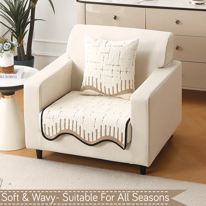 Premium Supple Soft Wavy Sofa Cover Mat, Cream Brown