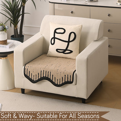 Premium Supple Soft Wavy Sofa Cover Mat, Brown