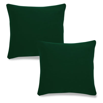 HOKIPO Stretchable Pack of 2 Plain Cushion Cover 16x16  inch, Bottle Green