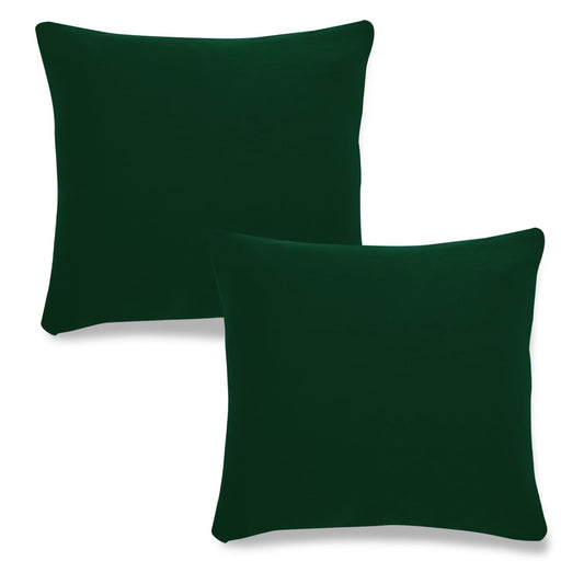 HOKIPO Stretchable Pack of 2 Plain Cushion Cover 16x16  inch, Bottle Green
