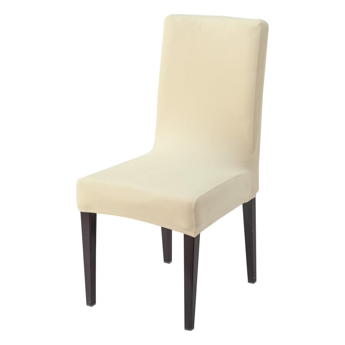 Elastic Stretchable Premium Velvet Dining Chair Cover, Beige