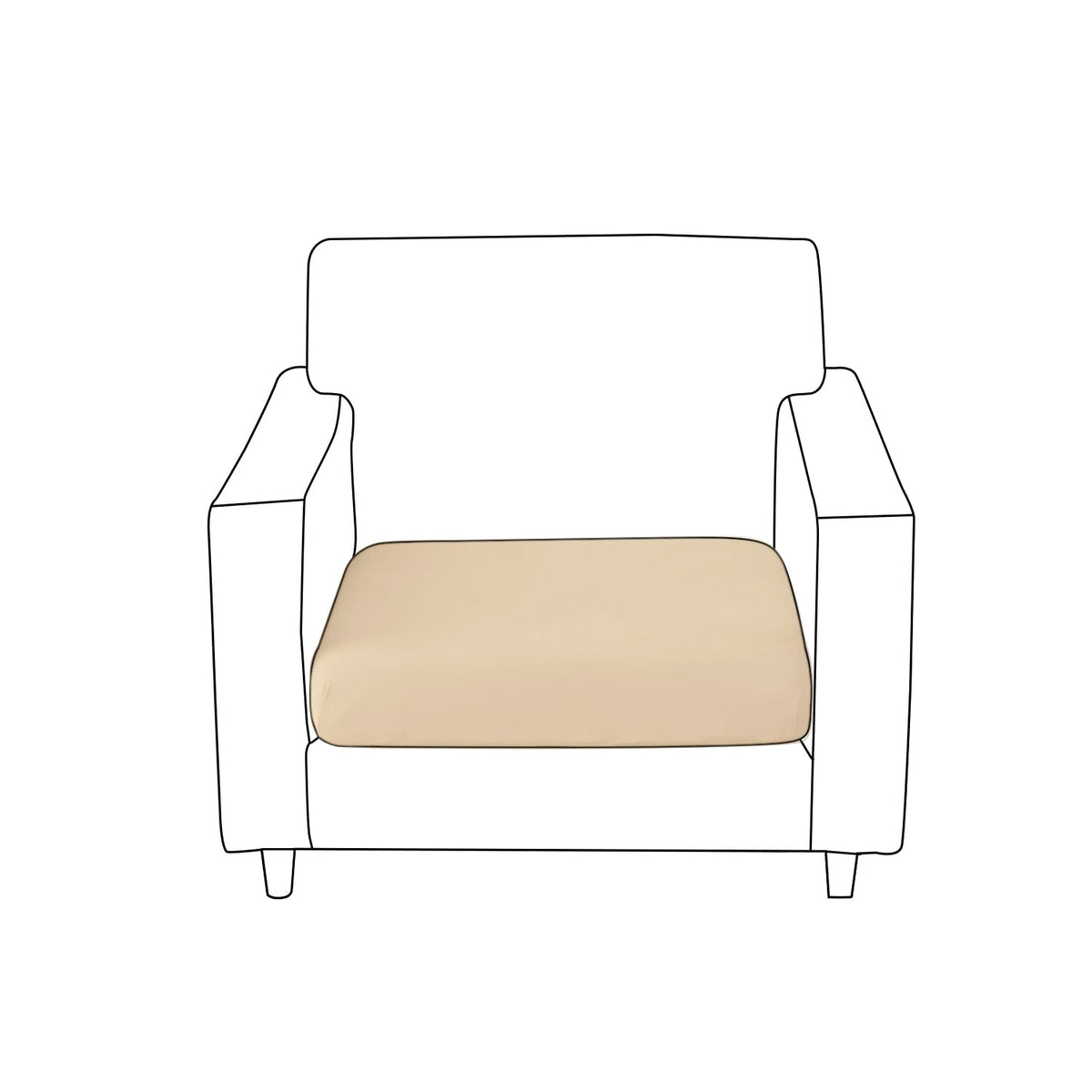 100% Waterproof Stretchable Seat Couch Cushion Cover for 1/2/3 Seater, Beige