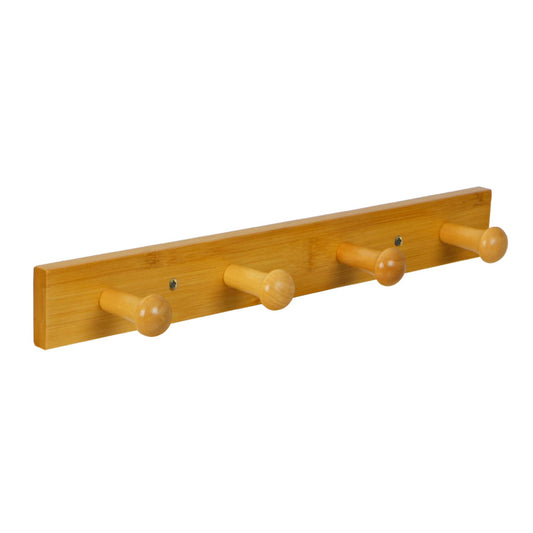 Bamboo Wooden Heavy Duty Wall Mounted Hooks for Hanging - 3/4/5 Hooks | Hook Rail for Clothes