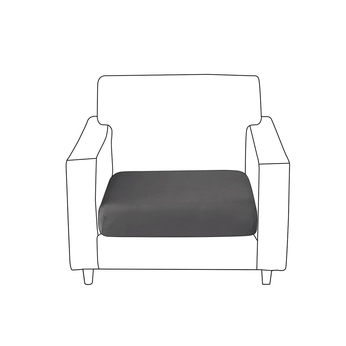 100% Waterproof Stretchable Seat Couch Cushion Cover for 1/2/3 Seater, Dark Grey