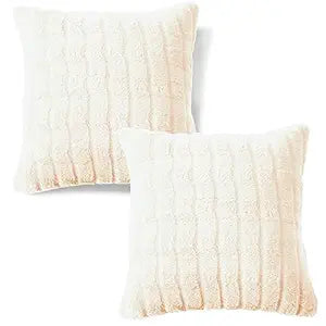 Premium Plush Sofa Cover Mat with 2 Armrest Cover and Cushion Cover, White
