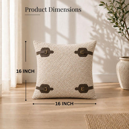 HOKIPO Boucle Cushion Cover 16x16 in for Sofa, Ivory