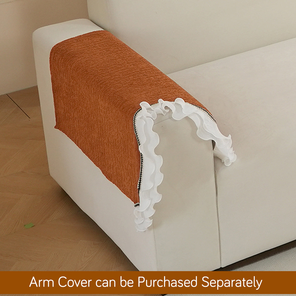 French Classic Frill Wavy Sofa Cover Mat, Copper Orange