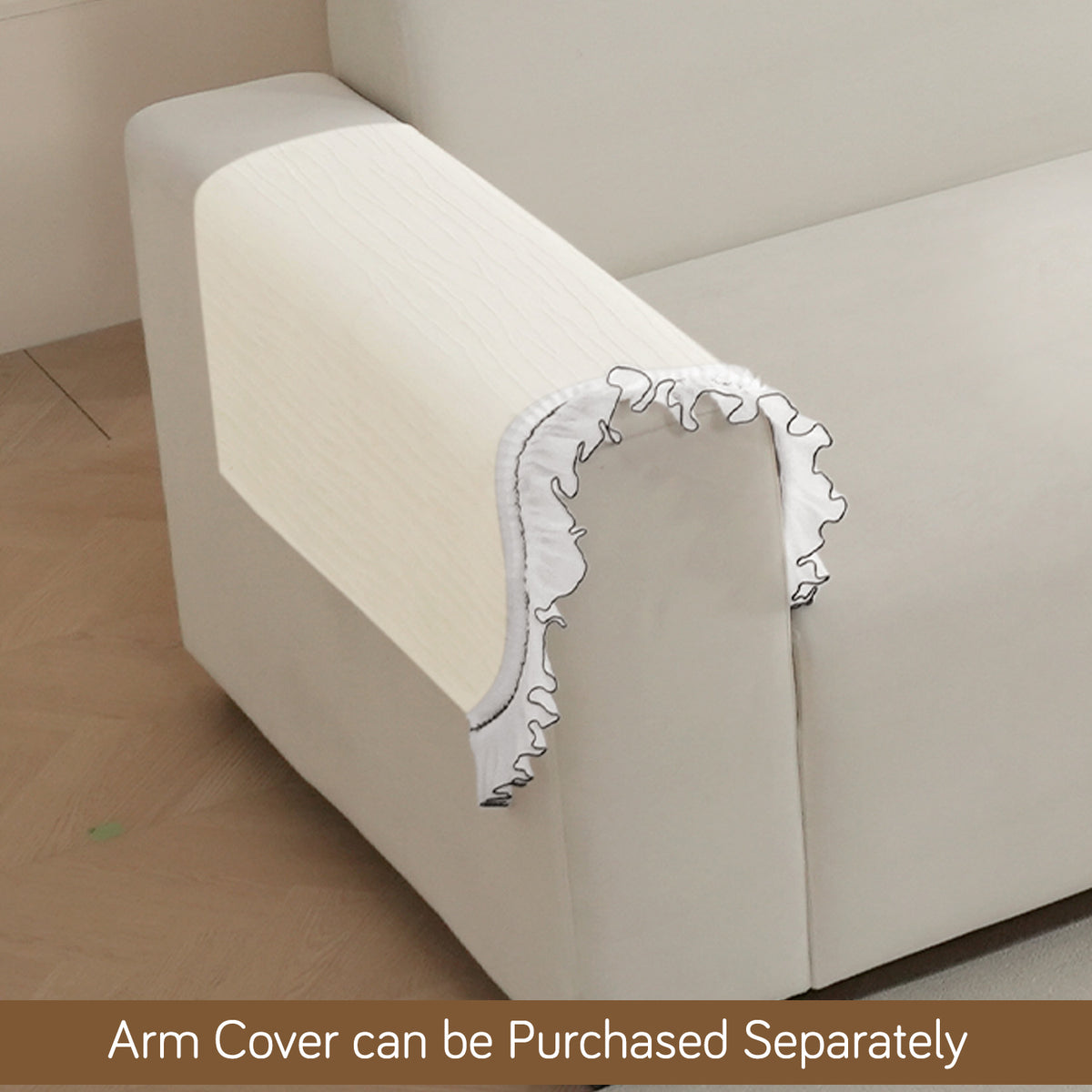 French Lace & Luxe with White Ruffle Edge Sofa Cover Mat, Pearl Sheen White