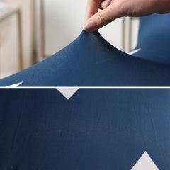 Elastic Stretchable Dining Chair Cover with Frill, Blue Triangle
