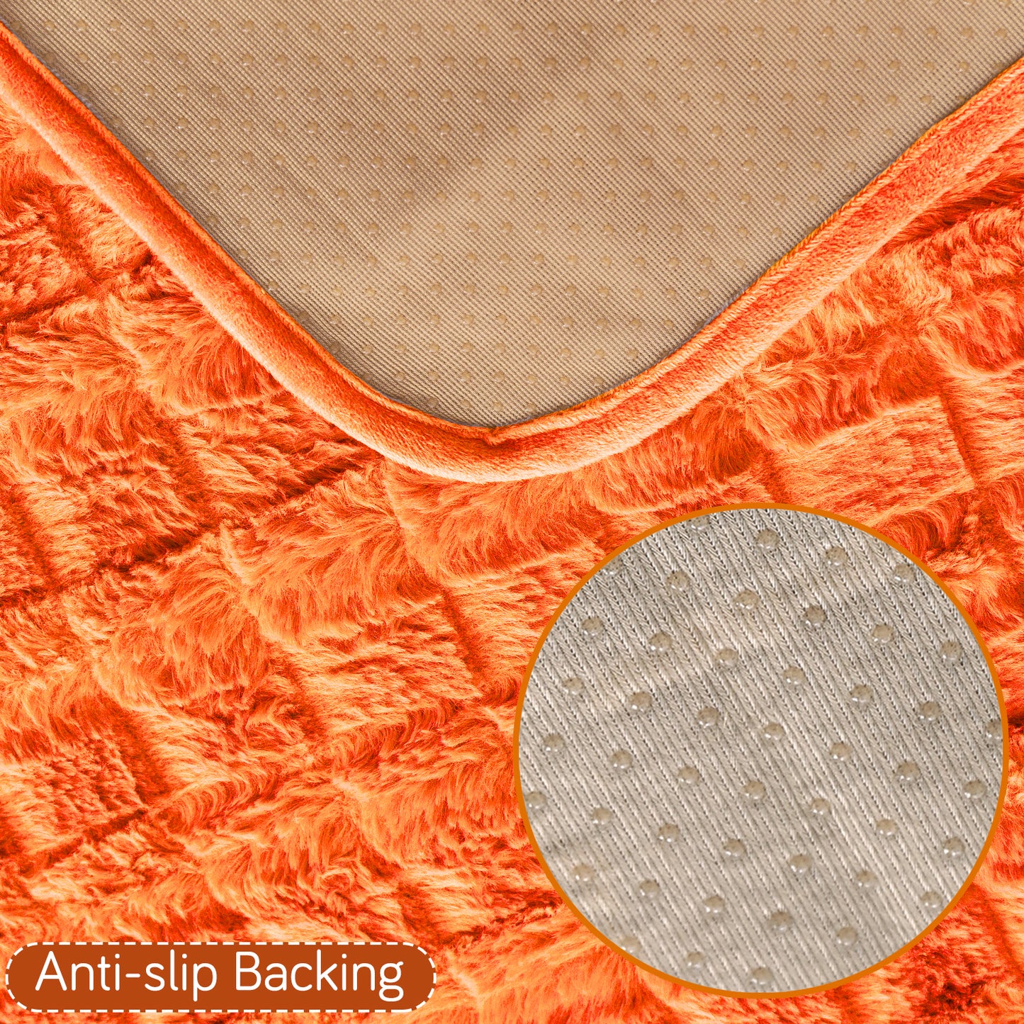 'Plush Haven' Premium Anti Slip Sofa Cover Mat, Orange