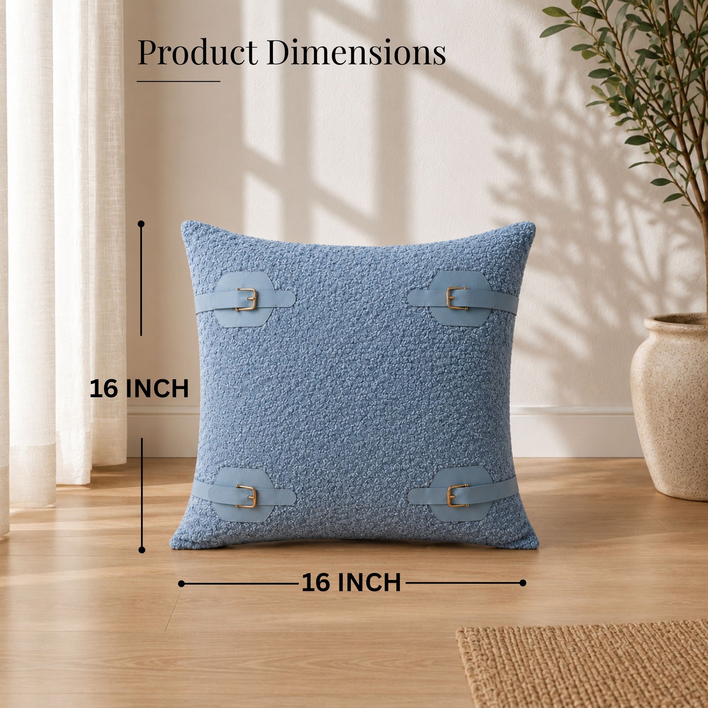HOKIPO Boucle Cushion Cover 16x16 in for Sofa, Powder Blue