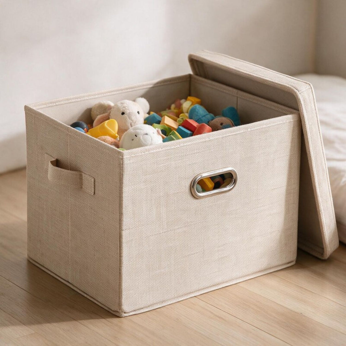 Multipurpose Foldable Storage Box with Lid, Medium / Large / Extra Large, Beige